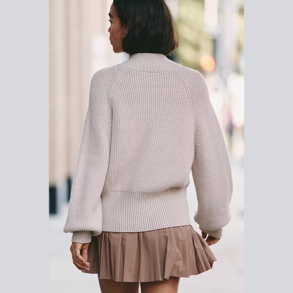 NEW Varley Size L Women's Martina High-Neck Ribbed Sweater - Cement - Picture 2 of 3